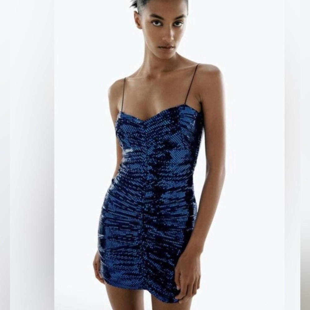 Zara mini sequin blue dress